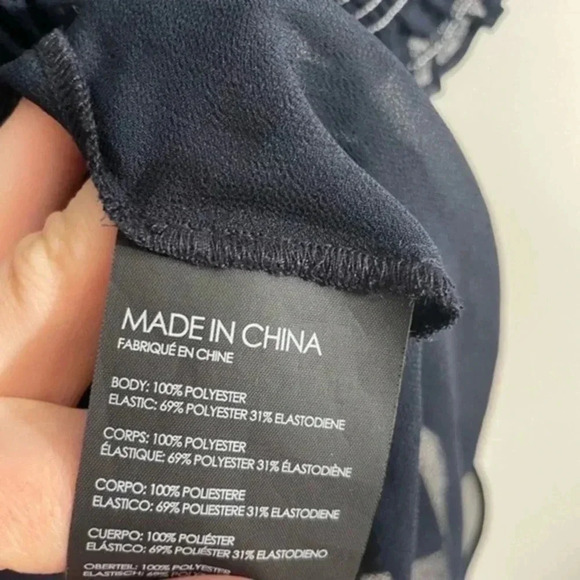 Club Monaco Aqua Stripe Luceenie Sheer Peplum Top Medium - Picture 9 of 9